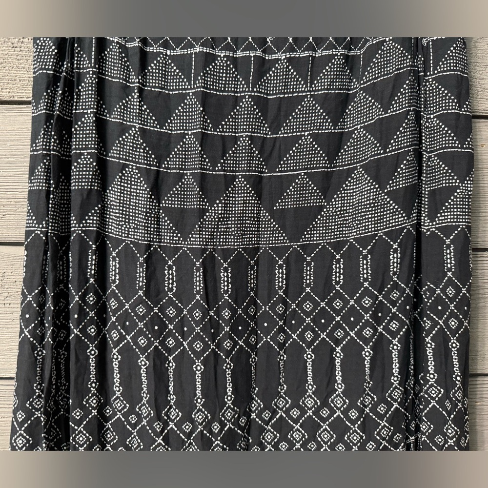 H&M Black White Beaded Top Boho Print Maxi Dress Sz 8 Summer Vacation Resort - Picture 7 of 11